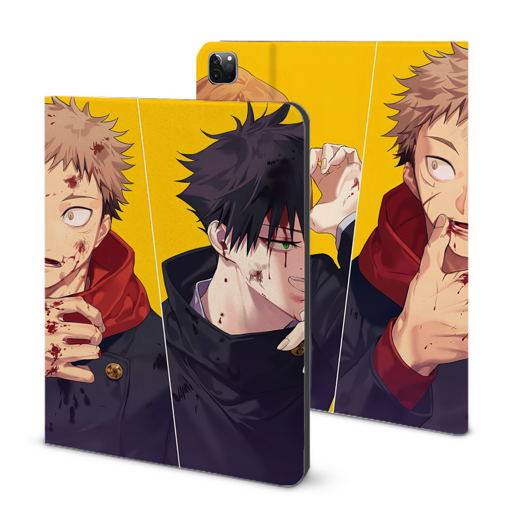 （画像用） 呪術廻戦 Jujutsu Kaisen IPad ケース ブック型 PUレザー TPU 耐衝撃 軽量 薄型 ペン収納なし 全面保護 IPad 各モデル対応